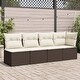 preview thumbnail 28 of 152, vidaXL Patio Sofa with Cushions Outdoor Seating Sectional Sofa Poly Rattan 24.4 x 89.4 x 27.2 in - Brown corner + 3x middle
