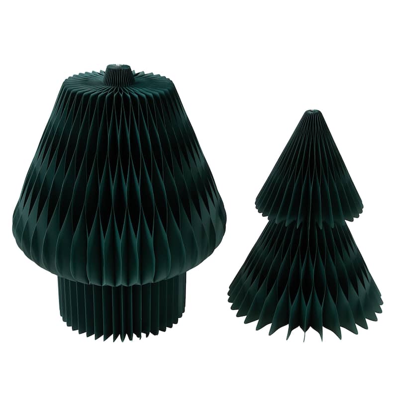 Tall Accordion Honeycomb Foldable Paper Christmas Tree - 4' - Dark Green