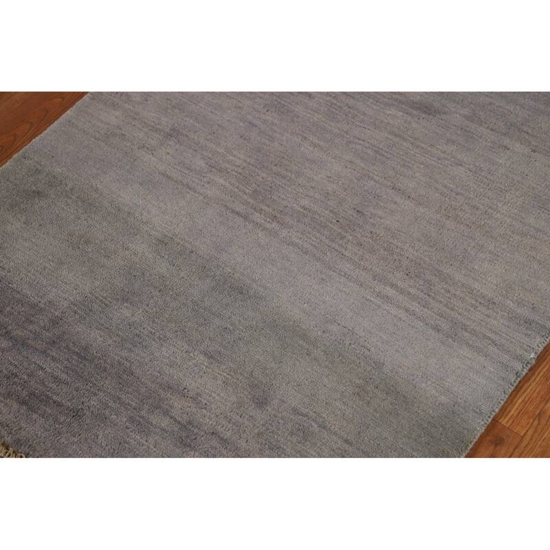 Gray Gabbeh Oriental Foyer Rug Hand-Knotted Wool Carpet - 2'7"x 3'11"