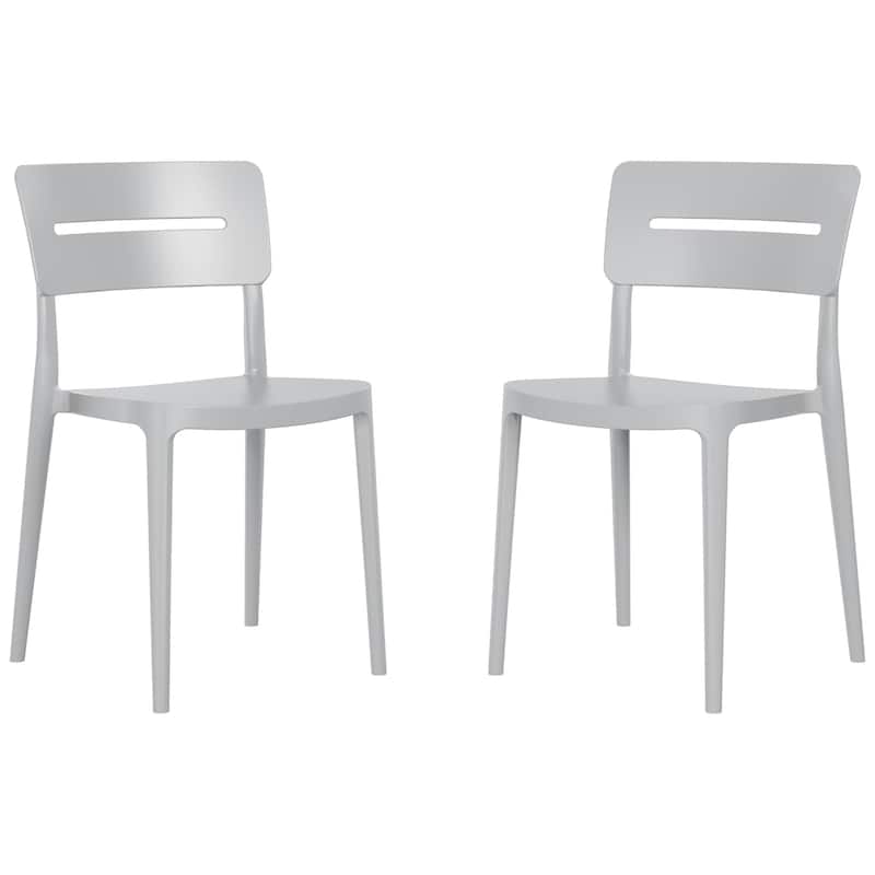 Frond and Form Modern Outdoor Patio Stacking Dining Side Chair (Set of 2) - Grey