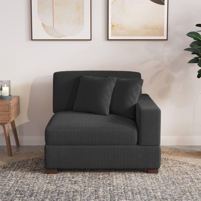 Upholstered Corduroy Modular Sectional Sofa with 2 throw pillows