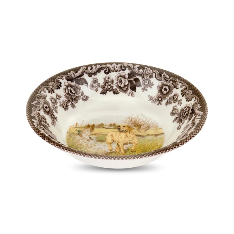Spode Woodland Ascot Cereal Bowl Assorted Dogs - 8 Inch - Yellow Labrador