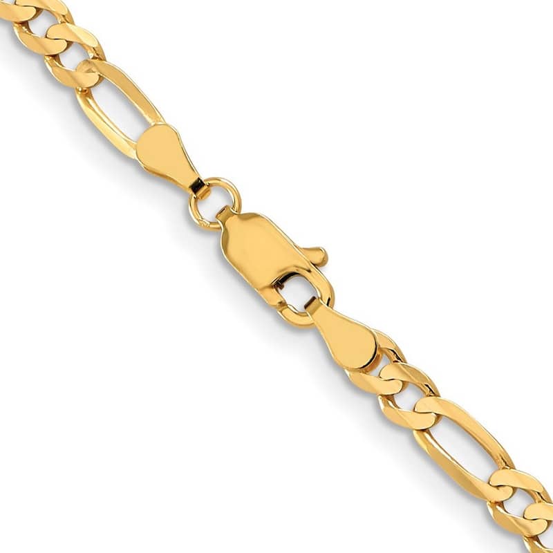 Curata 10k Lobster Claw Closure 4.0mm Concave Figaro Chain Bracelet