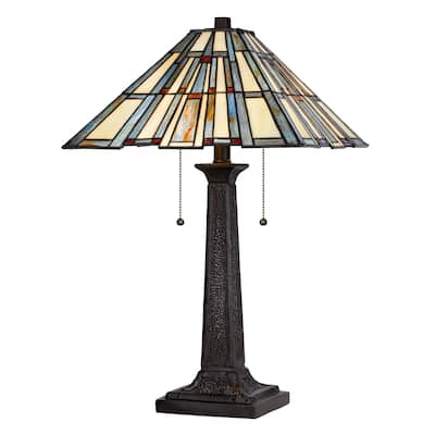 3100 Tiffany 23" Height Metal/Resin Table Lamp in Dark Bronze Finish