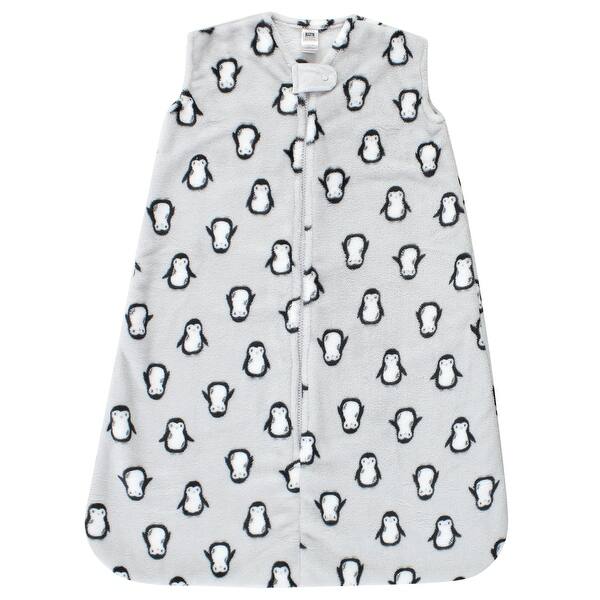 slide 1 of 1, Hudson Baby Plush Sleeveless Sleeping Bag, Sack, Blanket, Gray Penguin 0-6 Months - Sleeveless Gray Penguin
