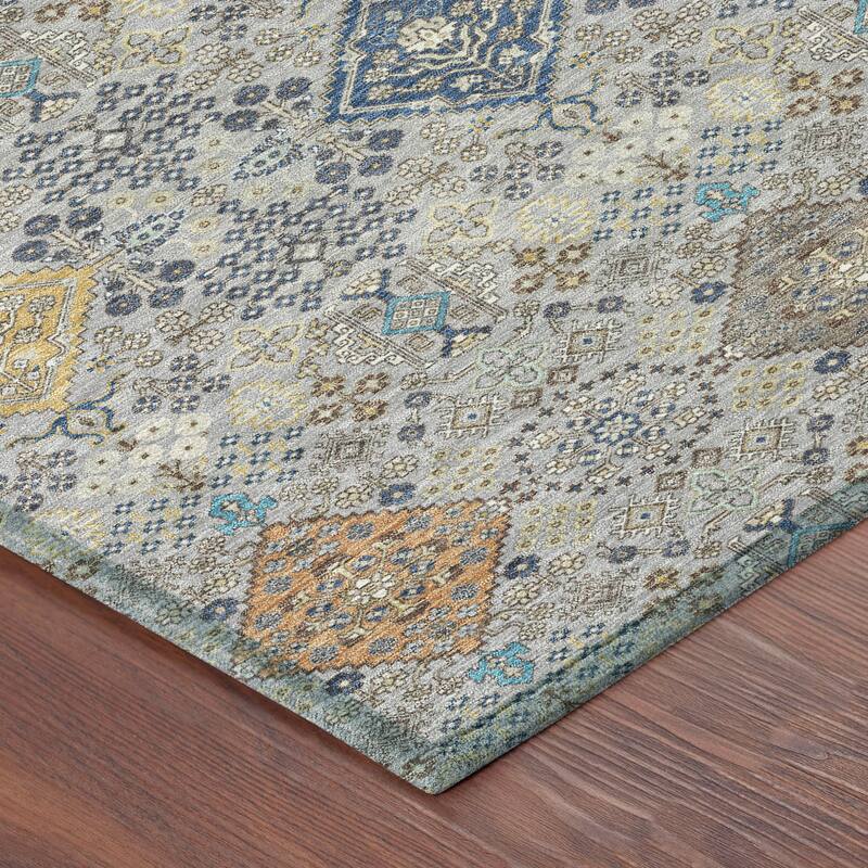 Machine Washable Indoor/ Outdoor Boho Panel Chantille Rug