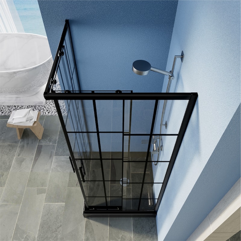 i-Homare 36 in.D x 36 in. W x 72 in. H Corner Shower Enclosure with Double Sliding Doors