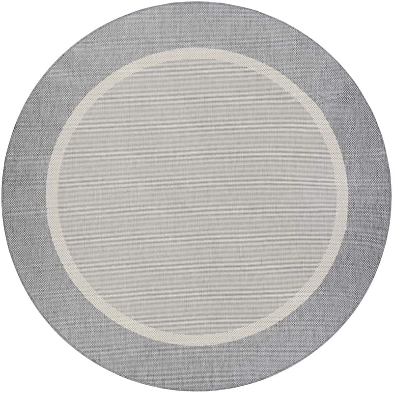 Dream Decor Rugs Pergola Channel Indoor Outdoor Area Rug - 8'6" Round - Gray