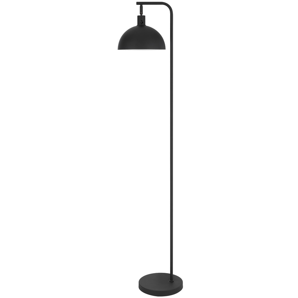 60 Watt Koepel Black Metal Hanging Floor Lamp with Dome Shade - One Size