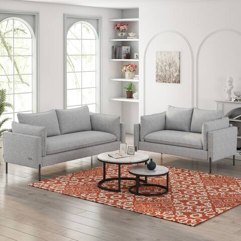 Modern Linen Fabric Upholstered 2 Piece Sofa Sets