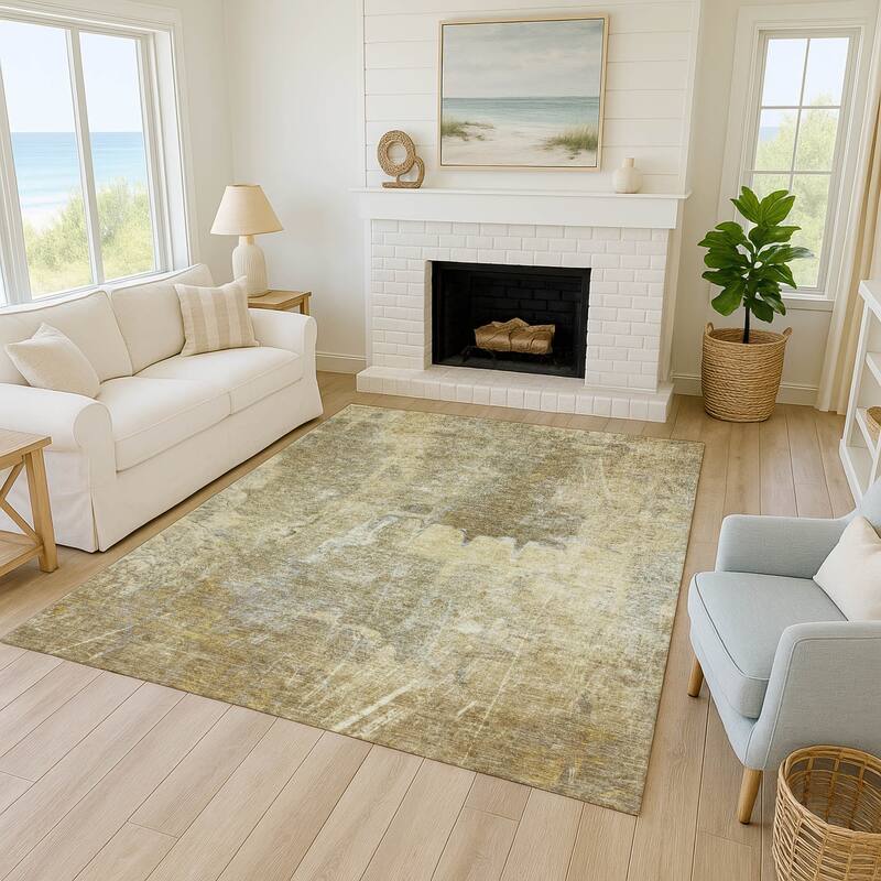 Machine Washable Indoor/ Outdoor Abstract Modern Chantille Rug