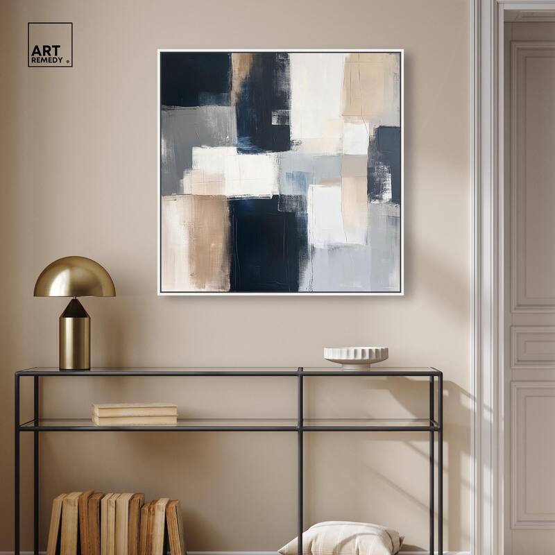 Blue and Tan Abstraction I Canvas by Art Remedy