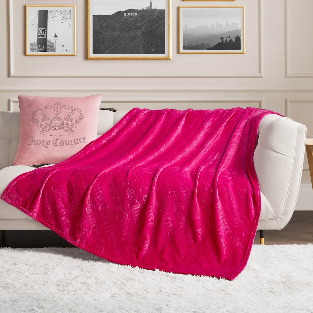 Juicy Couture Embossed Plush Throw Blanket