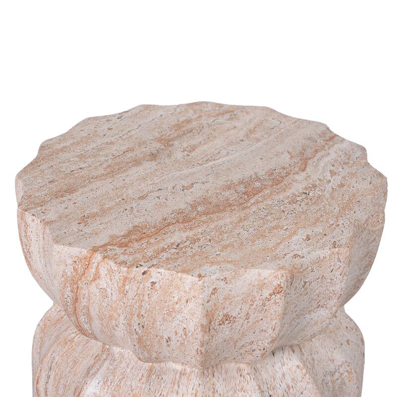 Christopher Knight Home - Modern Outdoor Lightweight Concrete Accent Side Table with Fluted Sculptural Hourglass Design