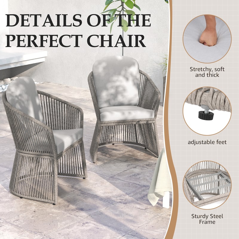 Outdoor 2-piece Steel Dining Chair with Cushion