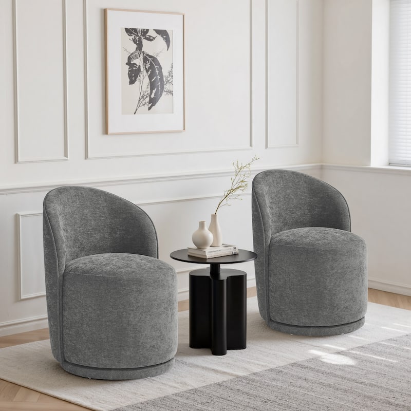 UIXE 2 Set Modern Upholstered Swivel Armless Side Dining Chairs