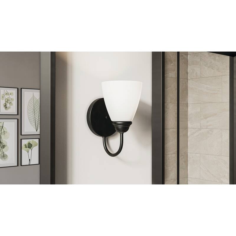 Kichler Lighting Jolie 1-Light Vanity Light with Satin Etched Glass in Black