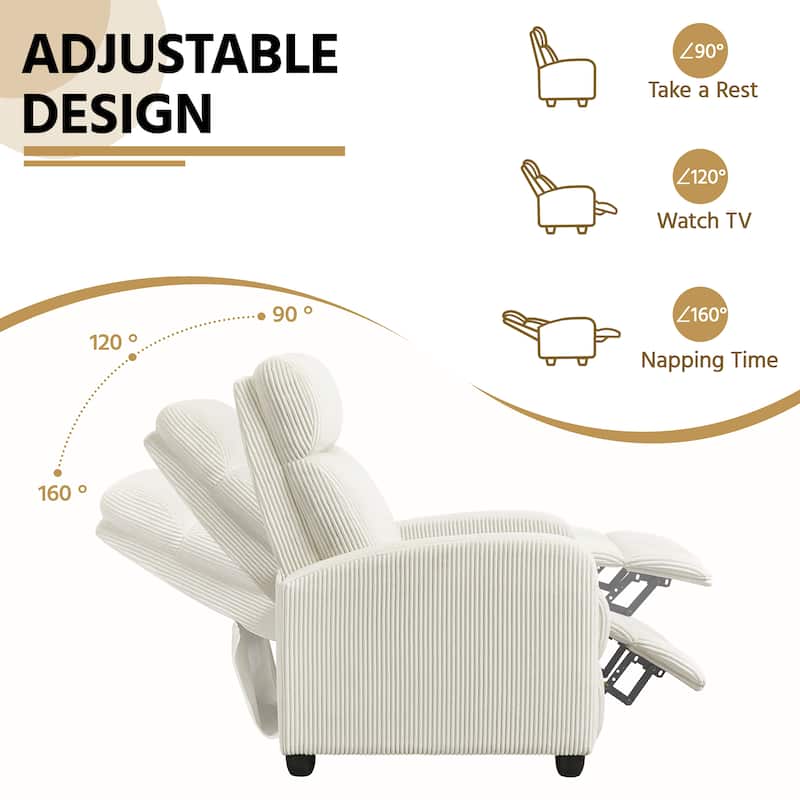 Yaheetech Adjustable Modern Upholstered Recliner Chair with Pocket Springs for Living Room