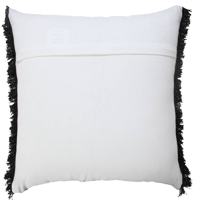 HomeRoots 20" X 20" Jet Black 100% Cotton Zippered Pillow