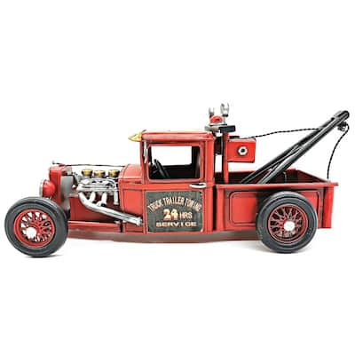 Vintage Red Metal Towing truck