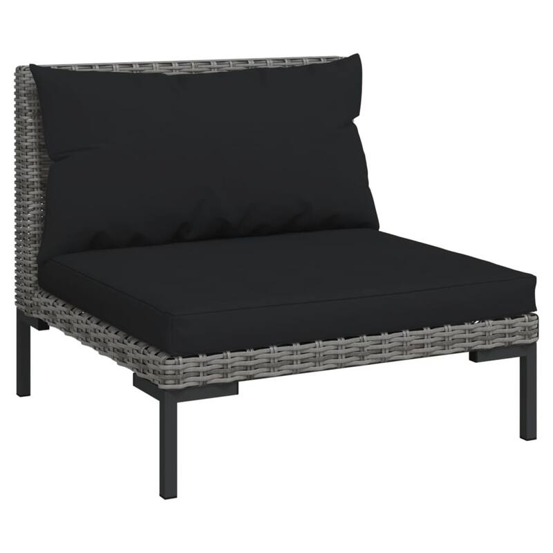 vidaXL Patio Lounge Set Outdoor Sectional Corner Sofa Poly Rattan Dark Grey - 27.6" x 27.6" x 24"