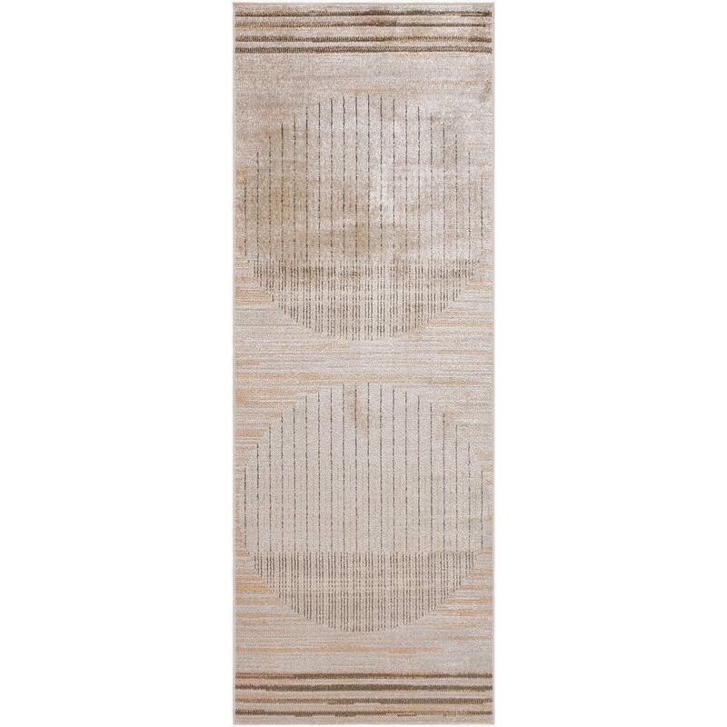 Livabliss Transitional Lillian Abstract Washable Area Rug - 2'7" x 7'3" - Dark Brown/Light Brown
