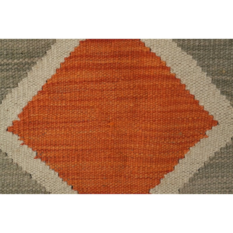 Hand Woven Oriental 100% Wool Carpet Southwestern Modern Greys & Charcoal Kilim Area Rug - 9' 0'' X 5' 8''