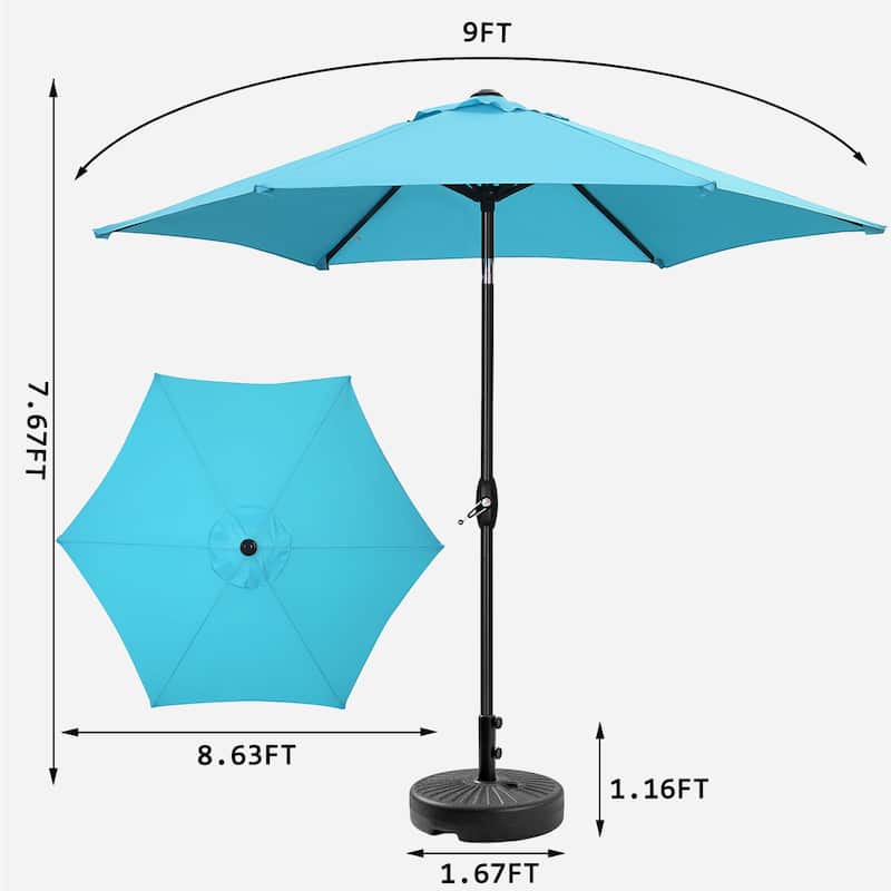 9FT Patio Umbrella with Base Included Outdoor Umbrella with Tilt and Crank