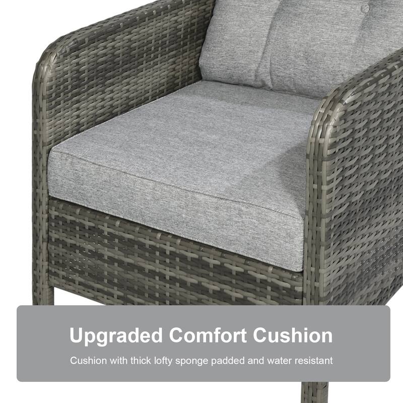 Outsunny 5piece Grey Rattan Wicker Cushioned Patio Conversation Set