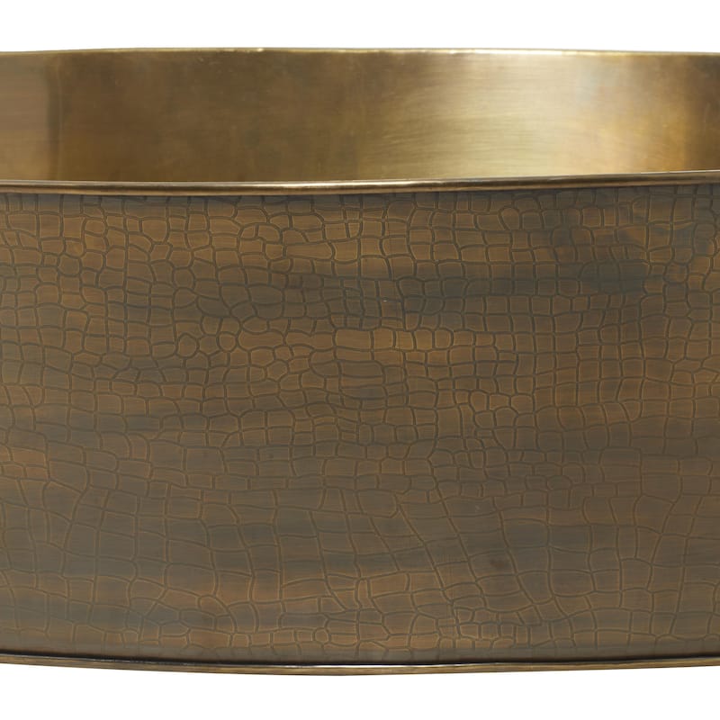 Stainless Steel Metal Ice Bucket with Leather Strap Handles - Bronze - Roche River Decor