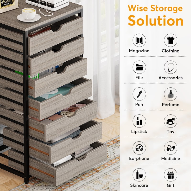 5-Drawer Chest & Wood 7 Drawer Storage Dresser Cabinet