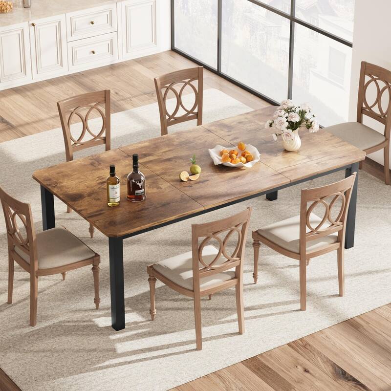 Dining Table for 6-8 People, 78.7" Rectangle Wood Kitchen Table