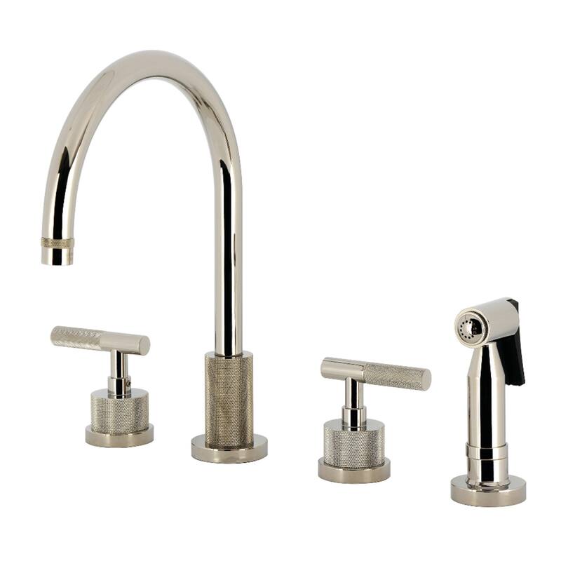 Kingston Brass Essex Double-Handle Wall-Mount Pre-Rinse Bridge Kitchen Faucet - Polished Nickel