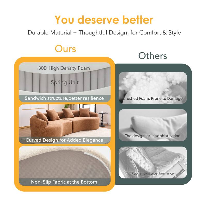 GDFStudio - Soft Upholstered 110" Curved Modular Sectional Sofa