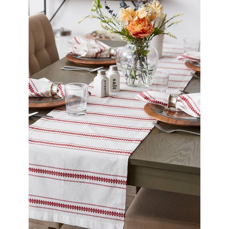 DII French Blue Zig Dobby Stripe Table Runner