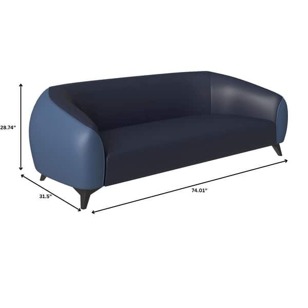 dimension image slide 1 of 3, Opula Modern 3 Seater Vegan Leather Sofa Armchair in Solid Wood Frame with High Density Foam Cushions and Metal Legs Couch
