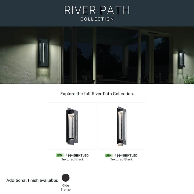 Kichler Lighting River Path Collection 2-light Textured Black Outdoor LED Wall Sconce