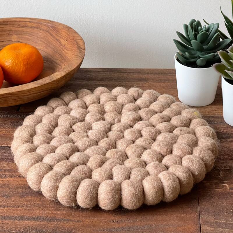 Handcrafted Felt Trivet & Coaster Set, Rose Quartz