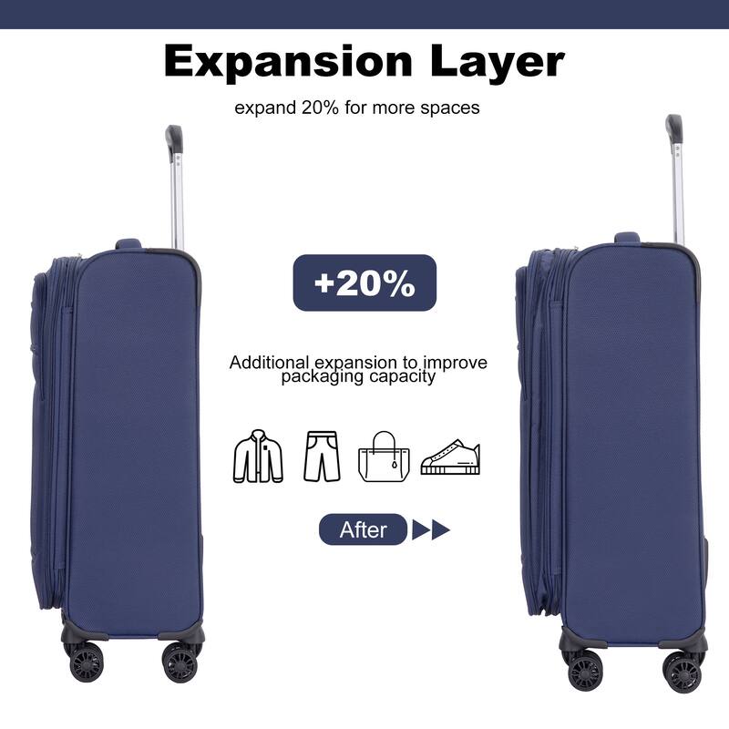 Durable 3-Piece Polyester Luggage Set (18" Carry-On, Travel Bag, Toiletry Bag) with 360° Spinner Wheels