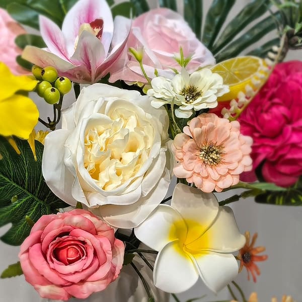 Tropical Artificial Flowers, Plastic & Silk DIY Faux Flower Arrangement Box with Bendable Stems - On Sale - Bed Bath & Beyond