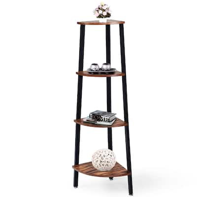 4-Tier Corner Shelf Industrial Multipurpose Bookcase