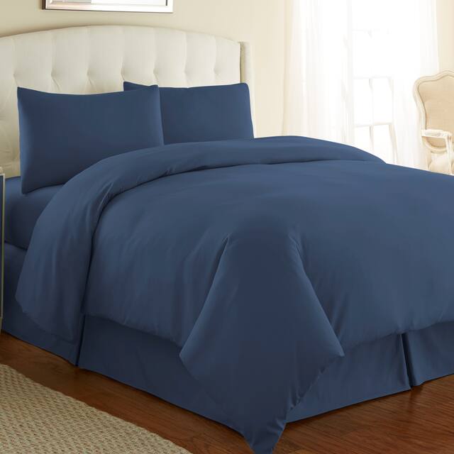 Vilano Series Ultra Soft 3-piece Duvet Cover Set - Dark Blue - Twin - Twin XL