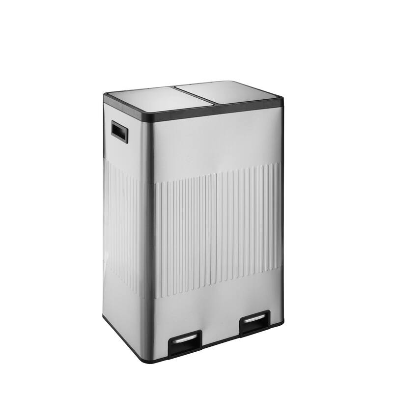 Stainless steel 2 compartments garbage and recycling bins 60L