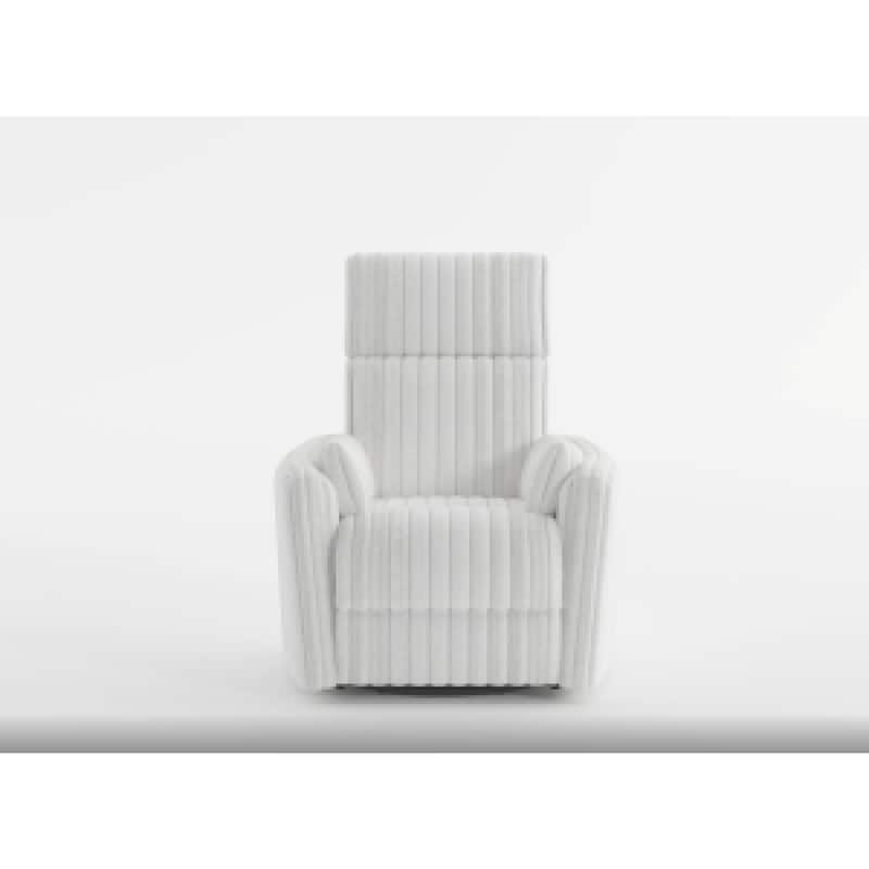 Swivel Manual Recliner Chair, 2 Pillows, White Corduroy, 39 Inch