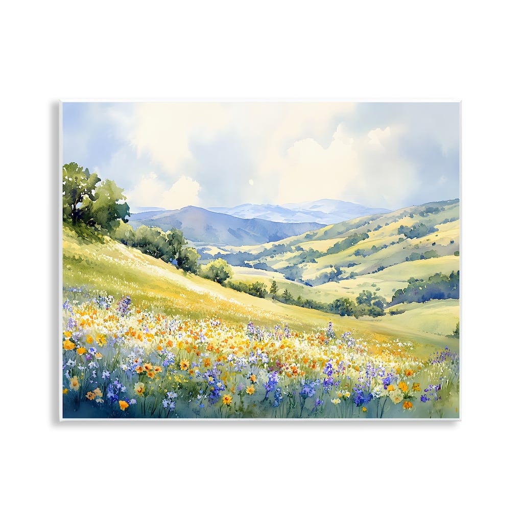 Stupell Spring Meadow with Distant Mountain Wall Plaque Art Design By Franklyn Gregory