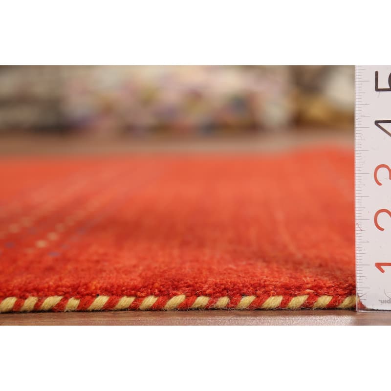 Tribal Gabbeh Oriental Area Rug Handmade Orange Wool Carpet - 4'7"x 6'5"