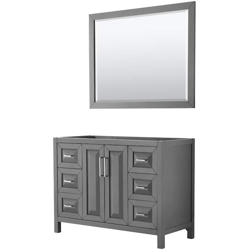 Daria 48-inch Single Vanity, No Top, 46-inch Mirror - Dark Gray, Chrome Trim, No Top