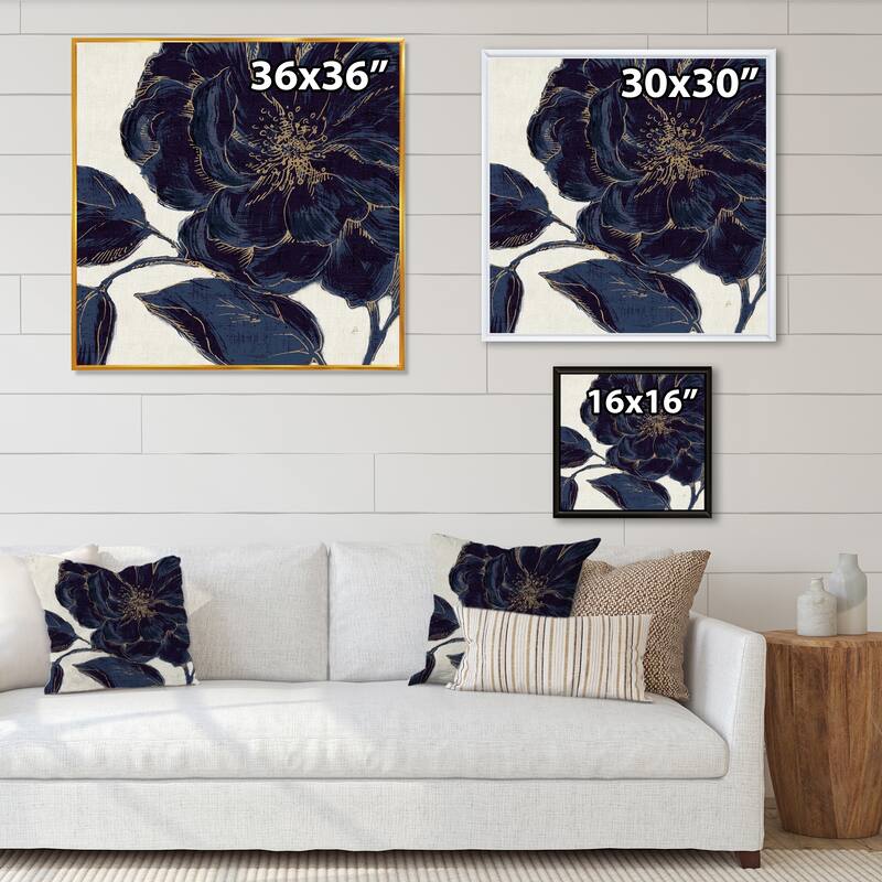 Designart "Dark Rose Gilded Gold" Floral Framed Canvas