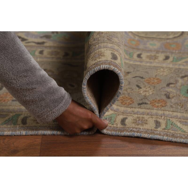 Geometric Tabriz Persian Vintage Area Rug Hand-Knotted Wool Carpet - 9'5" x 12'3"