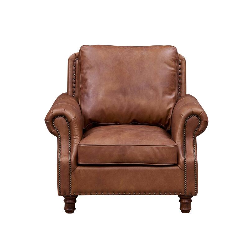 English Rolled Arm - Arm Chair - Leather